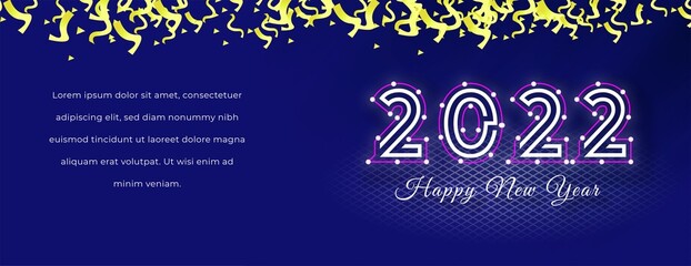 Fototapeta na wymiar Modern banner 2022 happy new year with lamp element