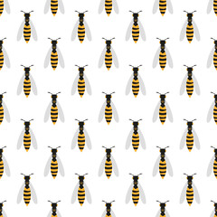 Fototapeta na wymiar Seamless pattern with wasps on white background