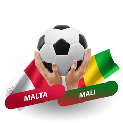 Soccer football competition match, national teams malta vs mali