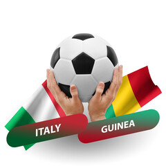Soccer football competition match, national teams italy vs guinea