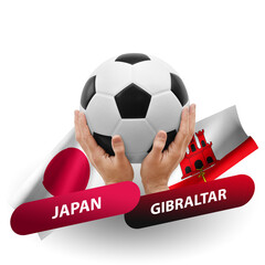 Soccer football competition match, national teams japan vs gibraltar