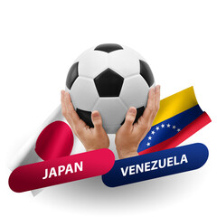 Soccer football competition match, national teams japan vs venezuela