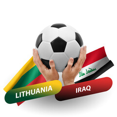 Soccer football competition match, national teams lithuania vs iraq