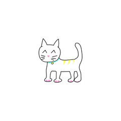 Drawing cat vector simple and cute design