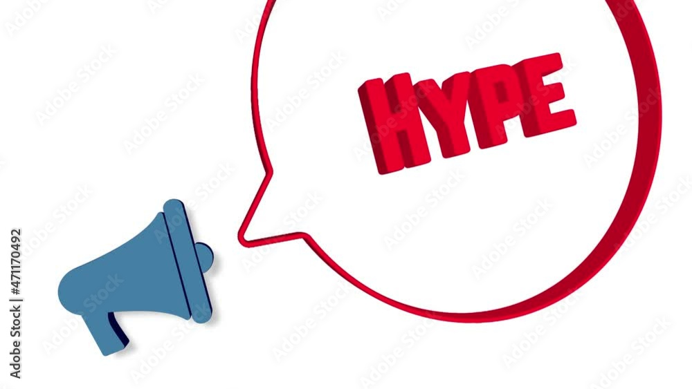 Poster Megaphone with speech bubble in 3d style on white background. Hype text. Loudspeaker. 4K video motion graphic