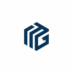  Simple letter MG hexagon logo design ilustration premium vector,