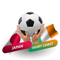 Soccer football competition match, national teams japan vs ivory coast