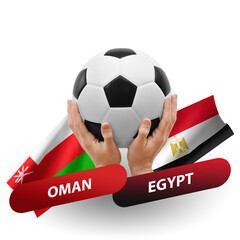 Soccer football competition match, national teams oman vs egypt
