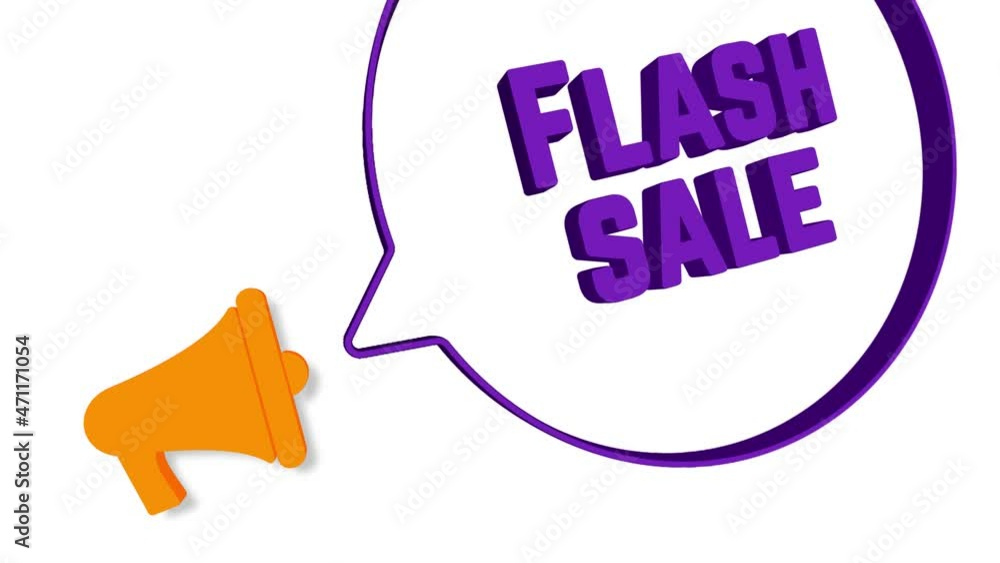 Aufkleber megaphone with speech bubble in 3d style on white background. flash sale text. loudspeaker. 4k video