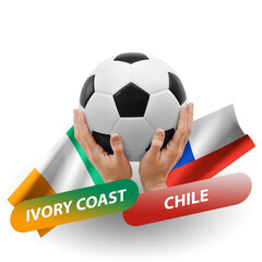Soccer football competition match, national teams ivory coast vs chile