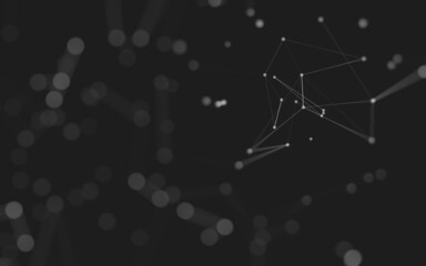 Abstract background. Molecules technology with polygonal shapes, connecting dots and lines. Connection structure. Big data visualization.