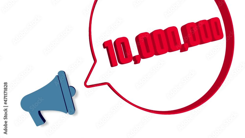 Aufkleber megaphone with speech bubble in 3d style on white background. number ten million. 10000000 subscribe