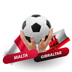 Soccer football competition match, national teams malta vs gibraltar