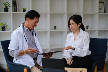 A woman seeks medical advice about her health and future plans. Doctor explain Healthcare and medical concept.