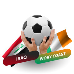 Soccer football competition match, national teams iraq vs ivory coast
