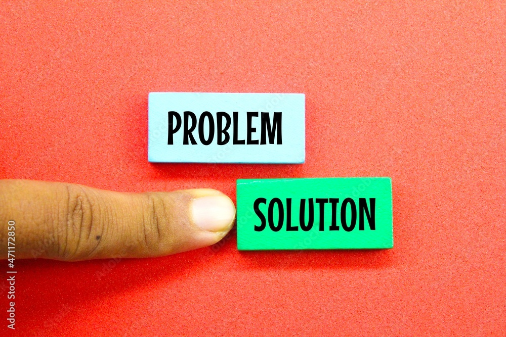 Poster colored board with the words problem and solution