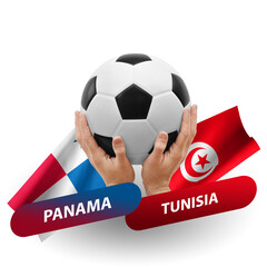Soccer football competition match, national teams panama vs tunisia