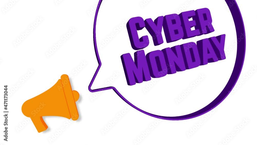 Leinwandbilder megaphone with speech bubble in 3d style on white background. cyber monday text. loudspeaker. 4k vid
