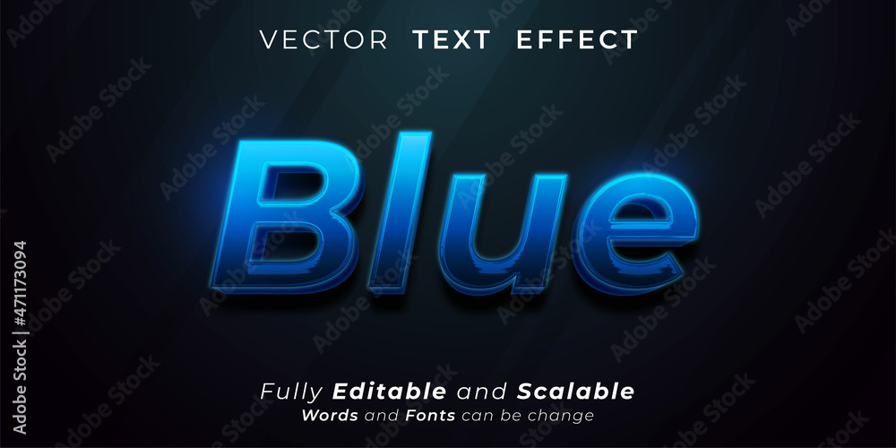 Sticker blue text effect, editable 3d text style