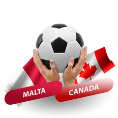 Soccer football competition match, national teams malta vs canada