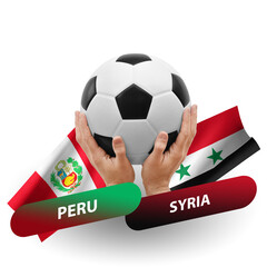 Soccer football competition match, national teams peru vs syria