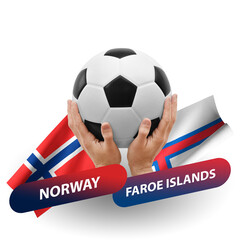 Soccer football competition match, national teams norway vs faroe islands