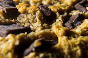 close up on a chocolate chip cookie