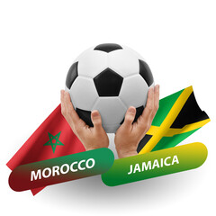 Soccer football competition match, national teams morocco vs jamaica