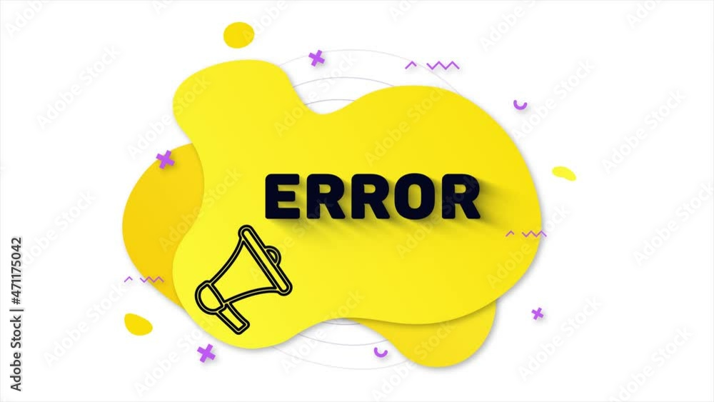 Aufkleber black megaphone with text error. memphis style banner with abstract geometric shapes on yellow backg