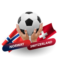 Soccer football competition match, national teams norway vs switzerland