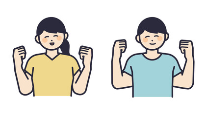 元気な男性と女性のイラスト素材