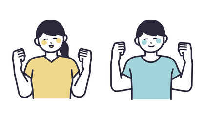 元気な男性と女性のイラスト素材