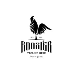standing rooster male chicken logo icon vector template