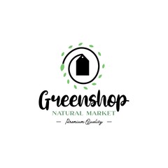 green natural shop logo icon vector template