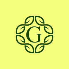 Letter G with leaf circle ready to use.