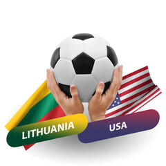 Soccer football competition match, national teams lithuania vs usa
