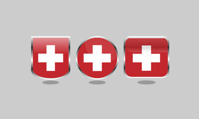 Switzerland Flag Icon Badge Sets