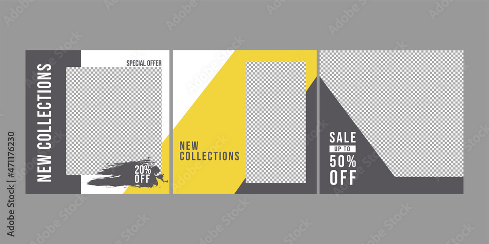 Poster social media post template minimalist elegant shape and color with empty space for add photos