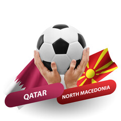 Soccer football competition match, national teams qatar vs north macedonia