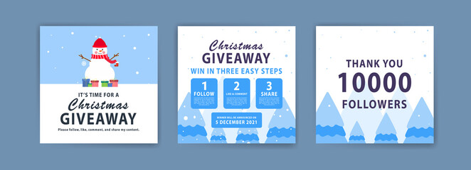 Christmas giveaway. Christmas banner. Banner vector illustration for background, greeting card, and postcard.