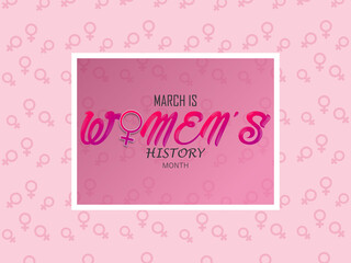 Fototapeta na wymiar March is Women history month, vector illustration poster. 