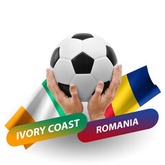 Soccer football competition match, national teams ivory coast vs romania