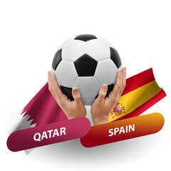 Soccer football competition match, national teams qatar vs spain