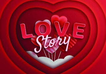 Lovely happy valentine's day background with hearts premium Vector