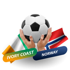 Soccer football competition match, national teams ivory coast vs norway