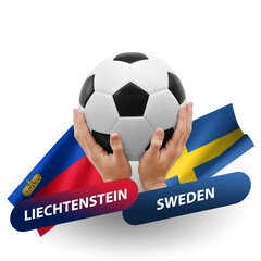 Soccer football competition match, national teams liechtenstein vs sweden