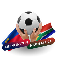 Soccer football competition match, national teams liechtenstein vs south africa