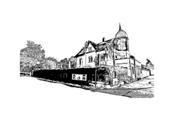 Fototapeta premium Building view with landmark of Leverkusen is the city in Germany. Hand drawn sketch illustration in vector.