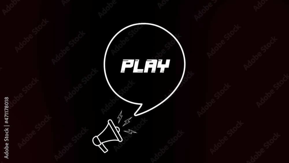 Leinwandbilder megaphone with speech bubble and play text on old tv glitch interference screen. animation of retro 