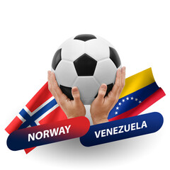 Soccer football competition match, national teams norway vs venezuela